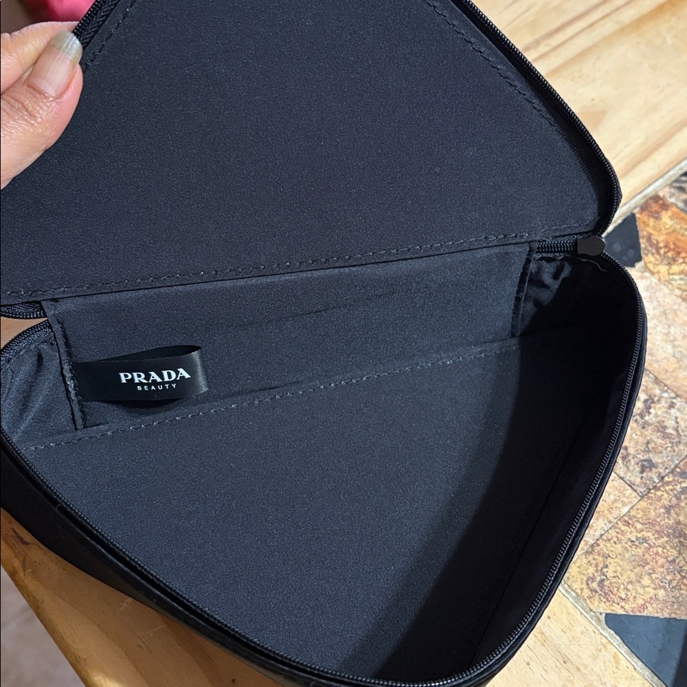 Prada Pink and Black Triangle Beauty Pouch - Picture 7 of 11